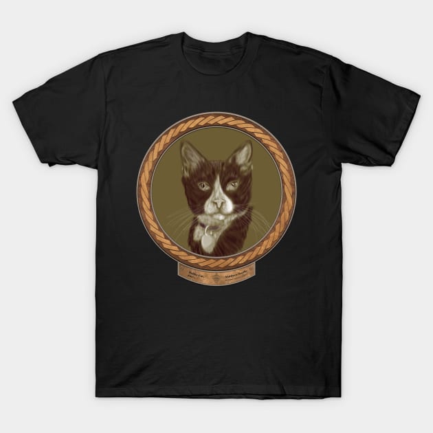 Bobby Cat (frame copper celtic rope fabric rim) T-Shirt by Swabcraft